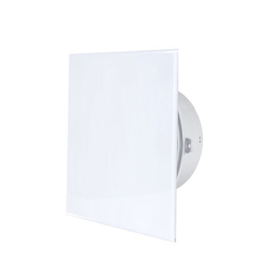 Вытяжной тонкий вентилятор для ванн ММ-Р 01 пластик квадрат 90 м³/час с обратным клапаном  белый глянец