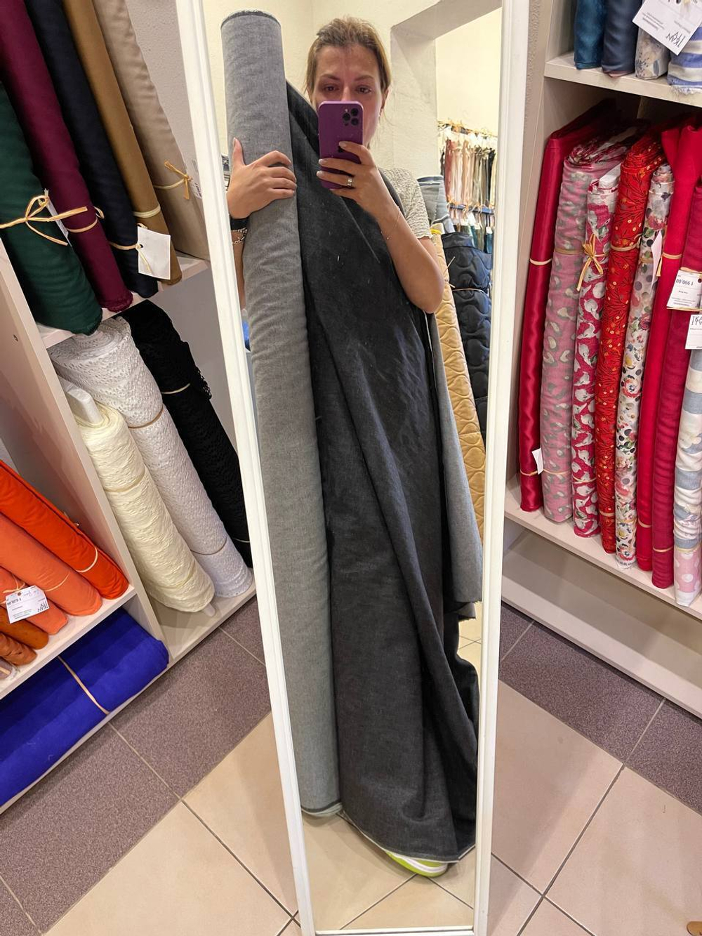 Костюмно-плательный хлопковый однотонный джинс (ACNE STUDIOS, 100%хлопок, Черно-серый антрацит, 150, 260 гр/м2)
