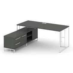 Rift Direct Стол руководителя на опорной тумбой RF.SRT-24 (L) Антрацит NEW/Металл Белый/Белый Ручки