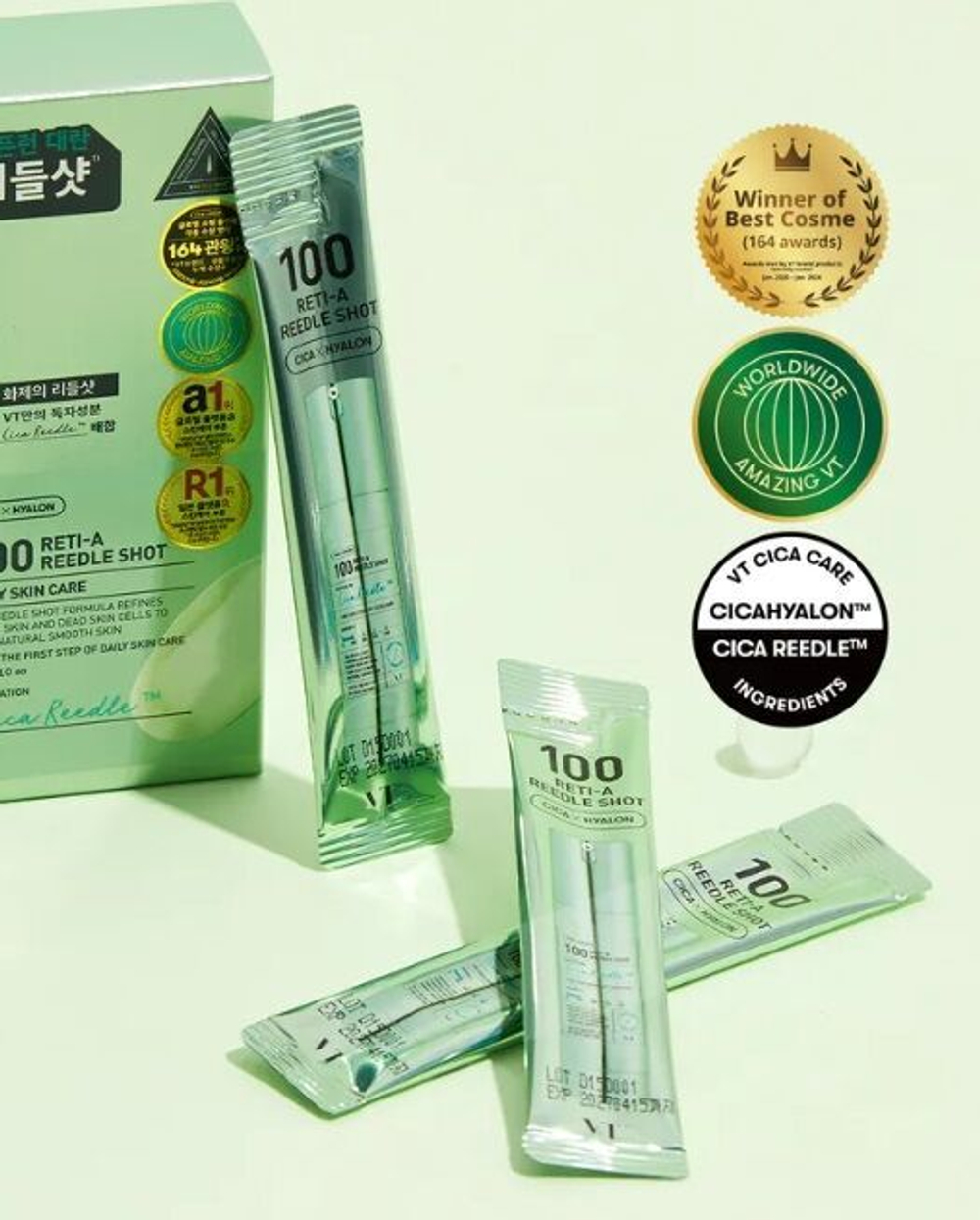 VT Cosmetics Reti-A Reedle Shot 100 Stick Pouch, 2ml*10ea - Бустер-сыворотка с микроиглами и ретинолом