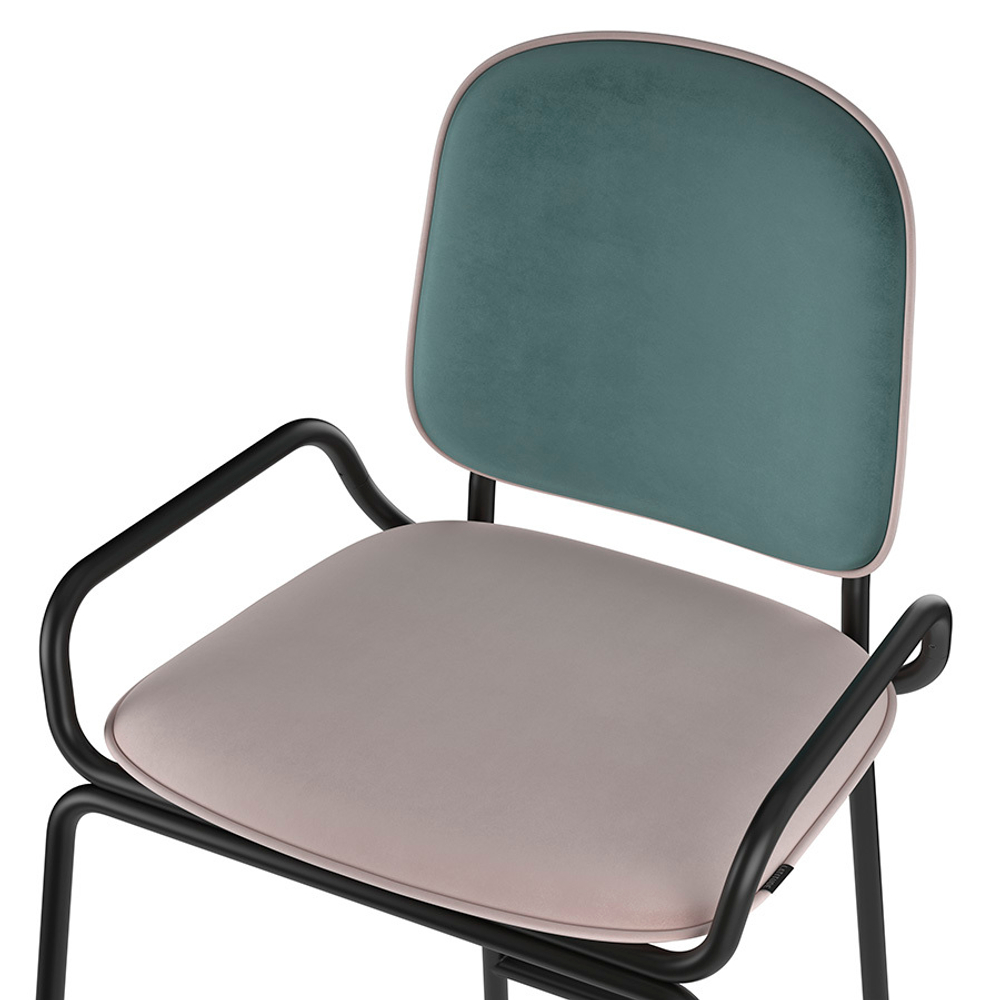 Стул полубарный Ror, 2 frame, велюр, черный/зеленый/розовый