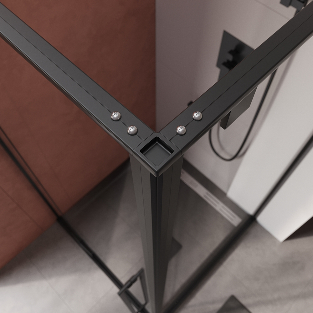 Душевой уголок Cezares LINER-A-1-90-C-NERO-L, 90х90х195, левосторонний, профиль черный матовый, стекло прозрачное