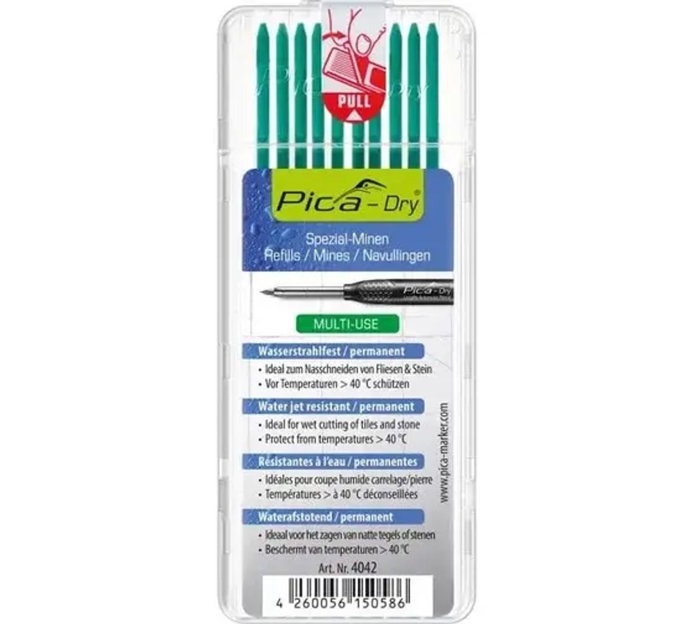 PICA-MARKER 4042 К-т грифелей для карандаша Pica-Dry Special (10 шт, зеленые)
