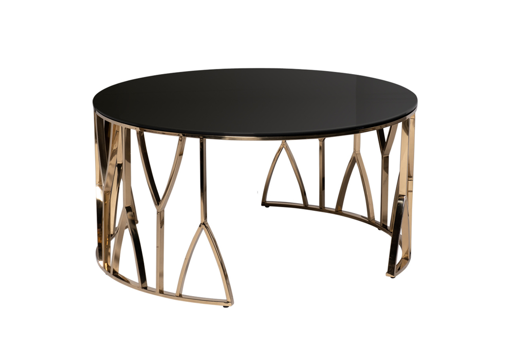 Стол журнальный Garda Decor Garda Decor стекло черн., золото d90*45 см