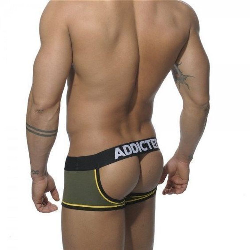 Мужские трусы джоки боксеры хаки с белой вставкой Seobean Addicted