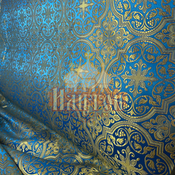 Шёлк "Шуйский" голубой с золотом