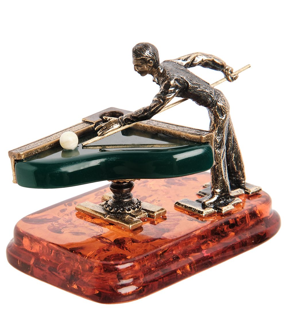 Народные промыслы AM- 795 Фигурка «Бильярд» (латунь, янтарь)