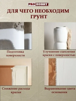PROHOBBY Грунт адгезионный белый для декора, грунтовка акриловая для мебели и творчества 380г