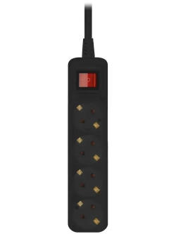 Удлинитель электрический Intro UES450-B с заземлением с выключателем 4 розетки 5м ПВС 3x0,75мм2 10А черный