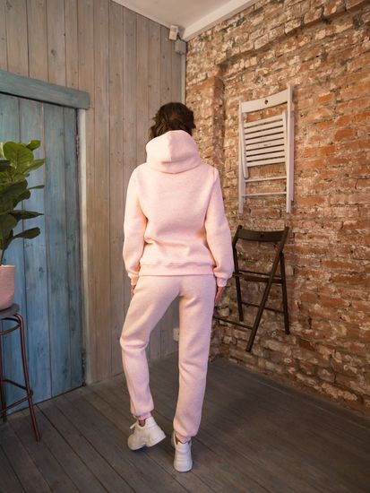 Костюм с капюшоном из футера с начесом   - розовый меланж