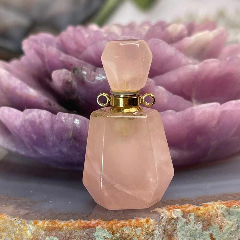31889 Розовый кварц парфюмерный флакон Кулон 20*38мм
