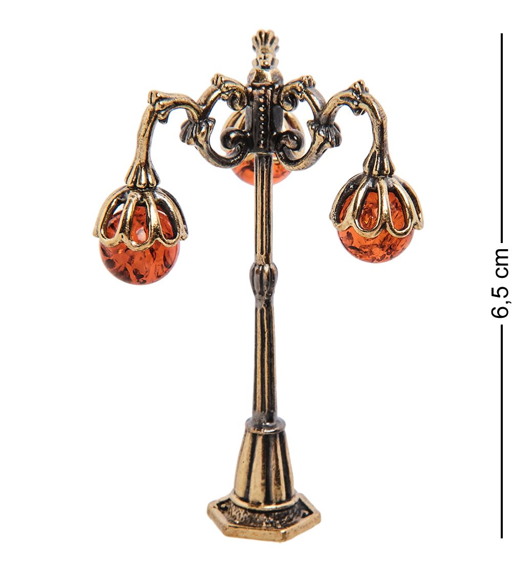 AM-3195 Фигурка «Фонарь Ромашка» (латунь, янтарь)