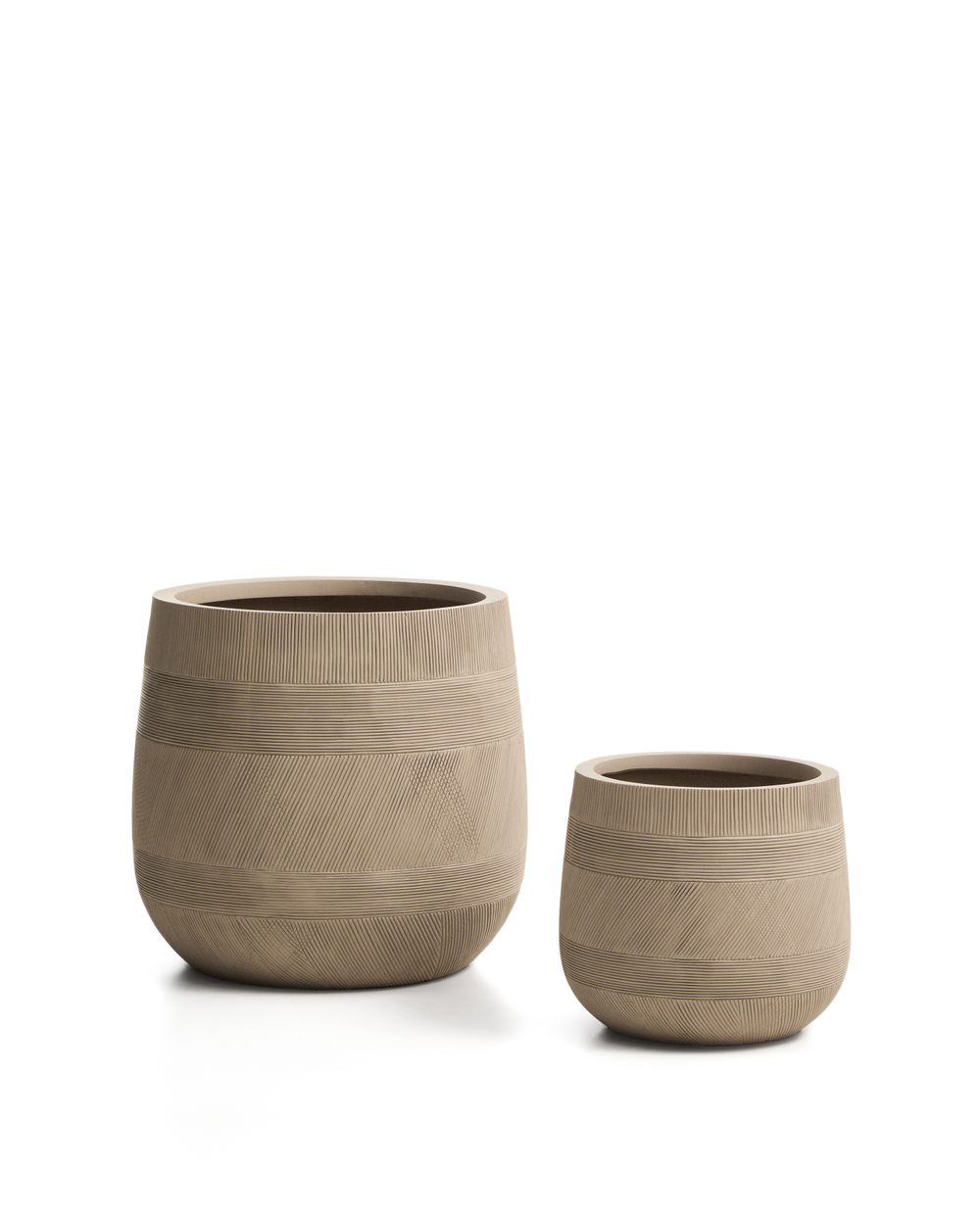 Набор из двух бежевых кашпо Tival с эффектом цемента, диаметр 50 см/34 см