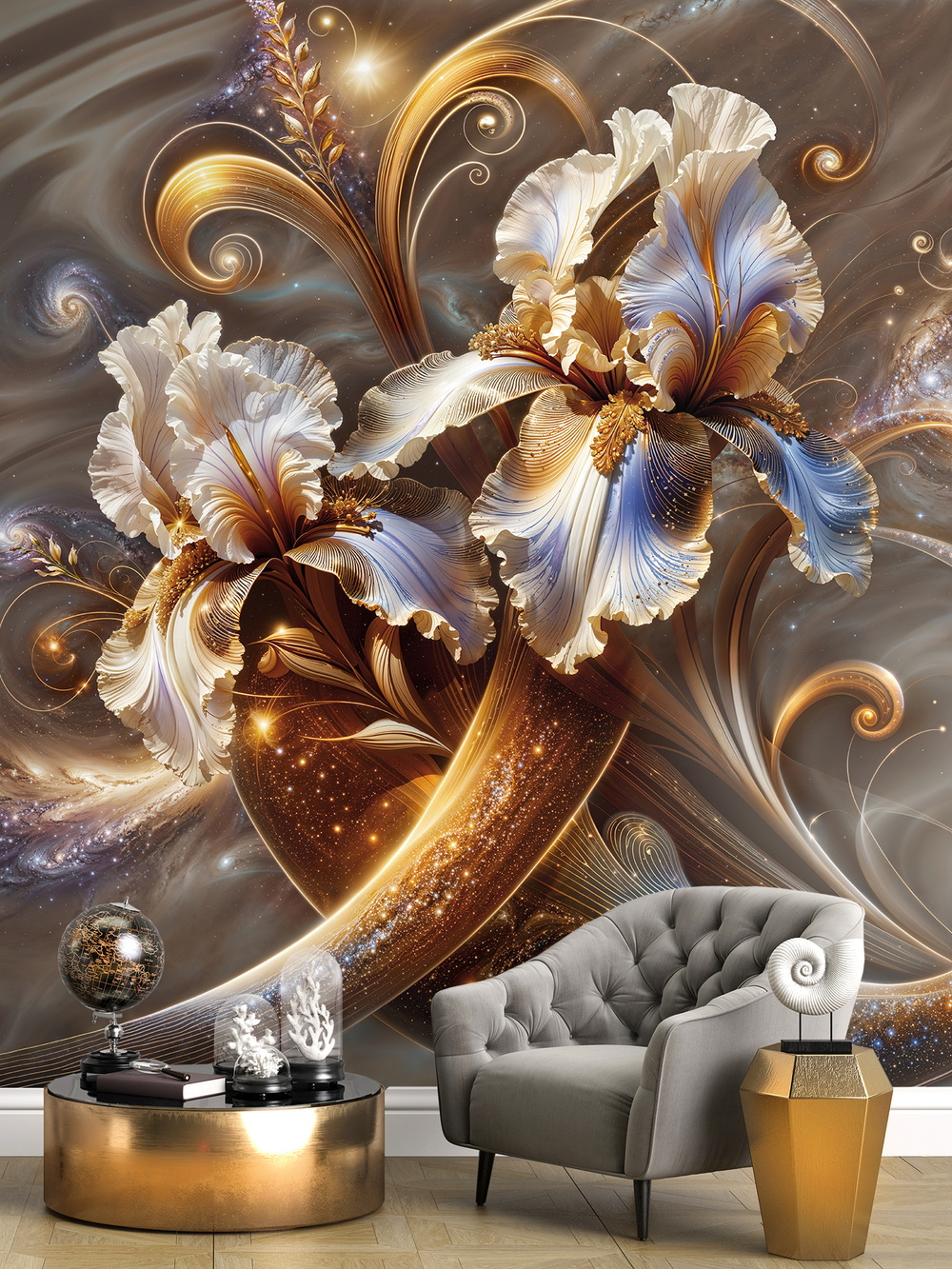 3D Фотообои космические цветы