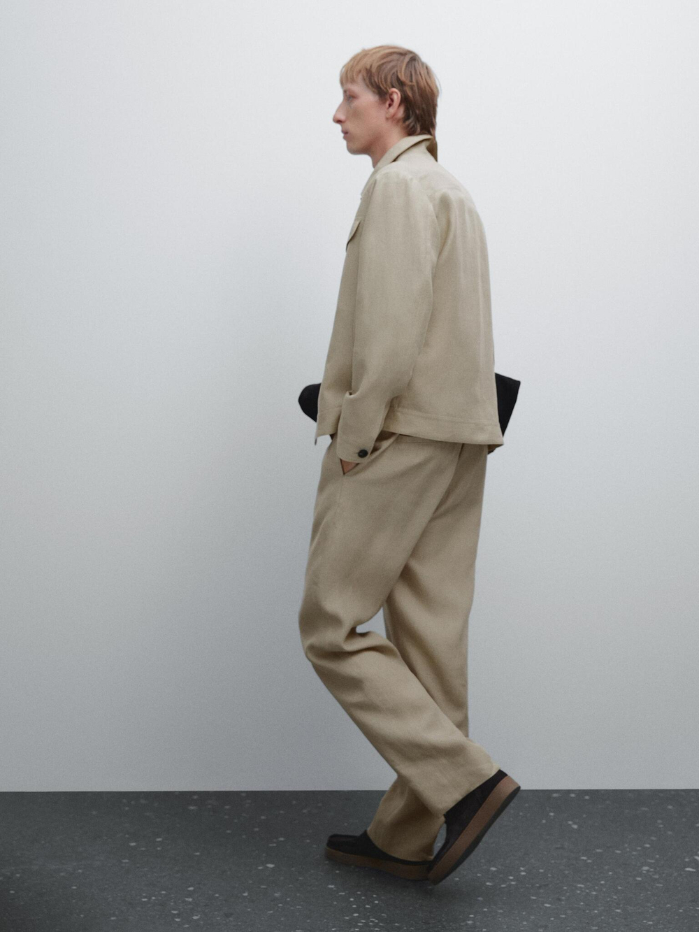 Massimo Dutti Брюки Total look из 100% льна, бежевый