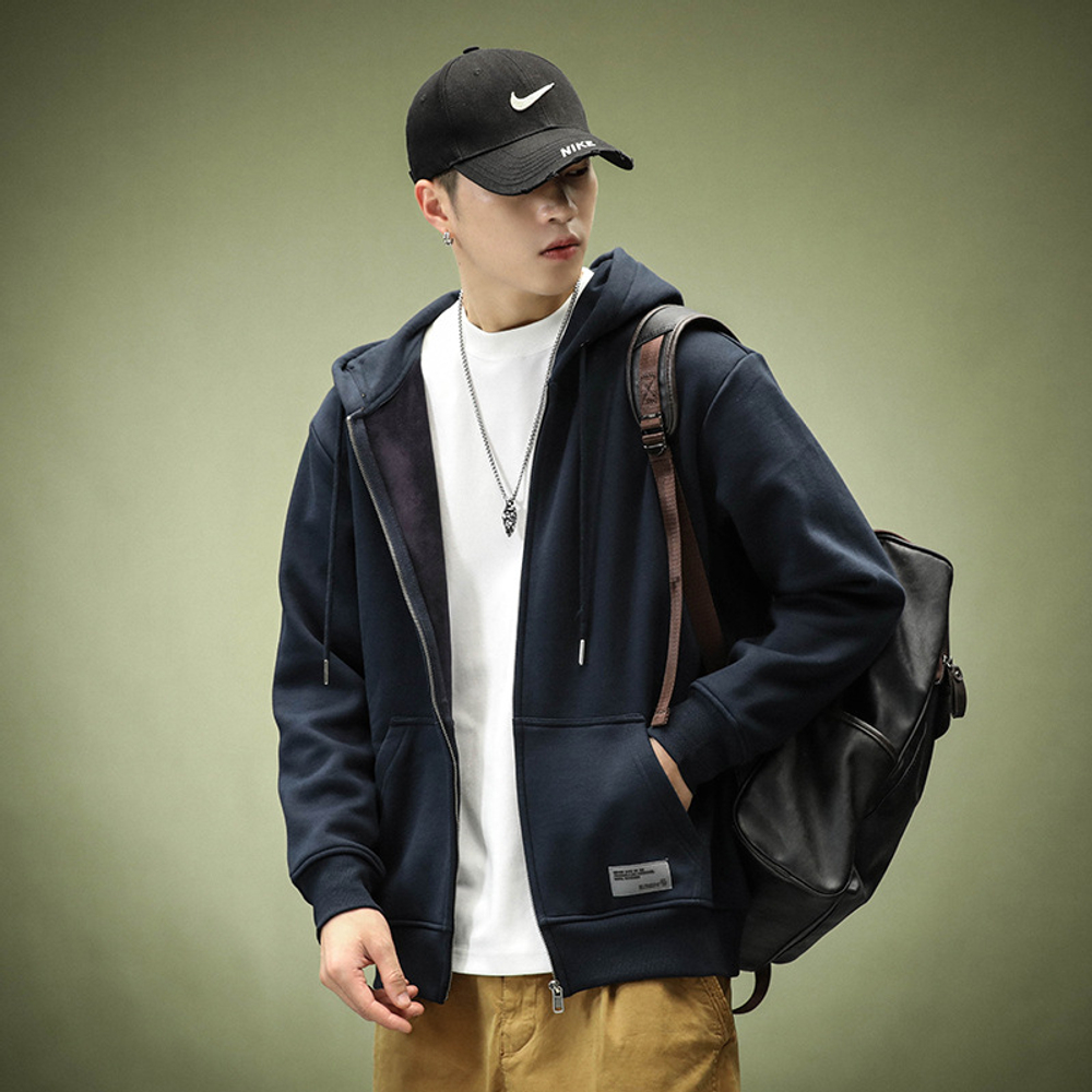 Мужская спортивная толстовка с молнией и капюшоном в японском стиле