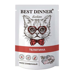 Влажный корм Best Dinner Exclusive для кошек и котят, Сливочный мусс с телятиной, пауч 85г