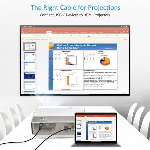 Кабель Choetech USB Type-C - HDMI Cable 1.8 м 4K 60Hz (CH0021-BK) Black / Черный
