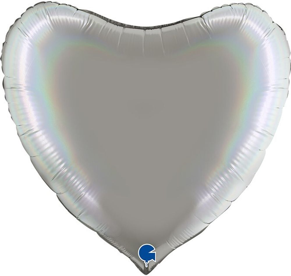 Gr (36&#39;&#39;/91 см) Сердце, Серебро, Голография, 1 шт.