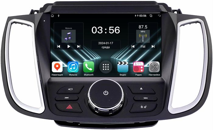 Магнитола для Ford Kuga 2 2017-2019 (SYNC 3, рамка с кнопками тип 1) - FarCar S280 монитор 9.5" IPS на Android 13, CarPlay