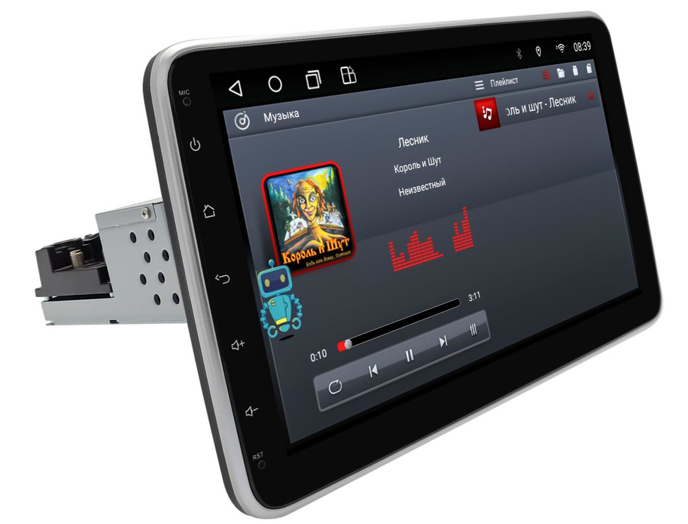 1DIN магнитола с поворотным 10" монитором - WideMedia Android 10, TS10, CarPlay, 4/32 ГБ, 4G SIM-слот