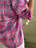 Рубашка трансформер в клетку розовая