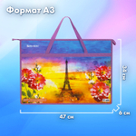Папка для рисунков и чертежей с ручками BRAUBERG А3 пластик молния сверху "Paris" (2 штуки в упаковке)