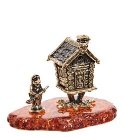 Народные промыслы AM-2757 Фигурка «Избушка с Бабой Ягой» (латунь, янтарь)