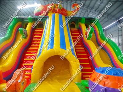 Надувной батут "Хамелеон и динозавры" 17*9*9 м, 2 модуля