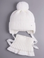 Шапка осенняя детская на завязках и снуд