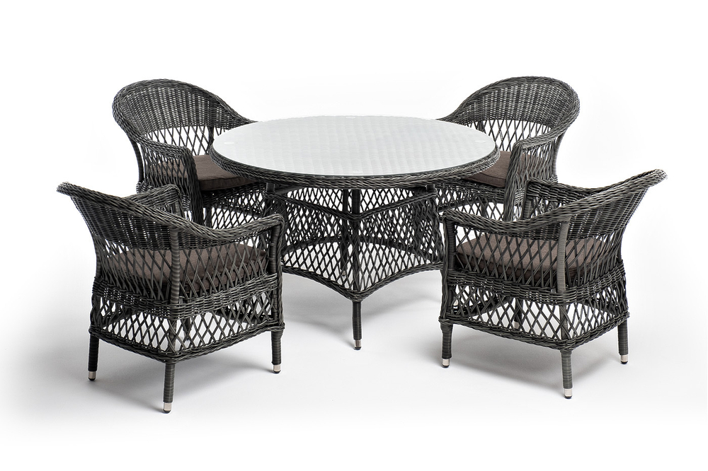 "Дольче" обеденная группа из искусственного ротанга, цвет графит