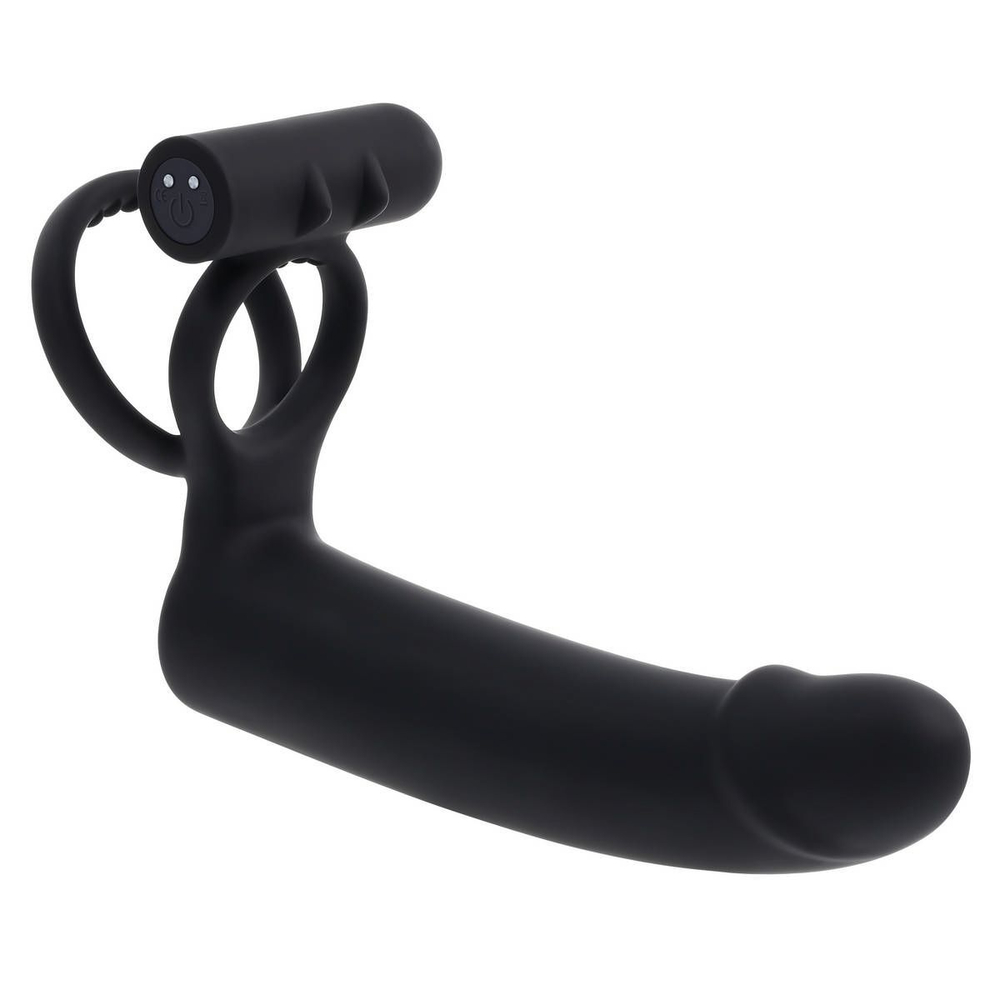 Черная вибронасадка для двойного проникновения Full Swing (Цвет: черный)