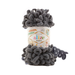 Пуффи (Puffy) пряжа Alize 100%микрополиэстер 5х100г/9,2 м 53 серый