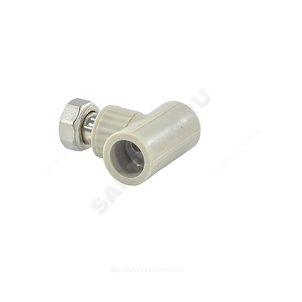 Тройник PP-R комбинированный серый Дн 20х3/4" с накидной гайкой VALFEX 10140120Г
