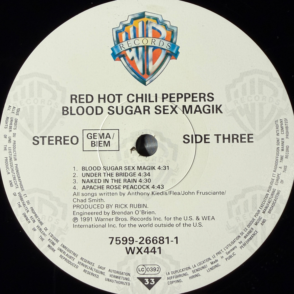 Red Hot Chili Peppers ‎– Blood Sugar Sex Magik 2LP (германия 1991г.)
