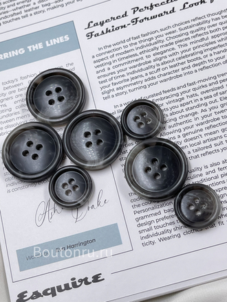 Пуговицы на прокол темно-серые с белыми прожилками