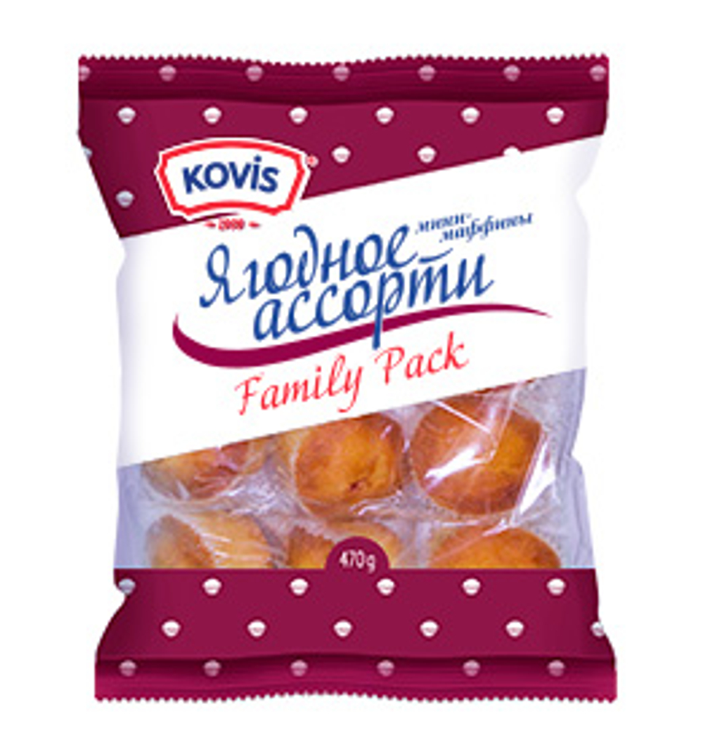 Мини-маффины Kovis ягодное ассорти 470г (6шт)