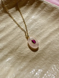 Цепочка Розовый кварц с малиновым фианитом