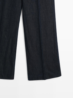 Massimo Dutti Брюки с широкими штанинами из льняной смеси, темно-синий