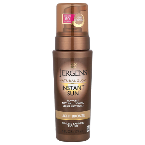 Jergens, Natural Glow, Instant Sun, мусс для автозагара, светло-бронзовый, 177 мл