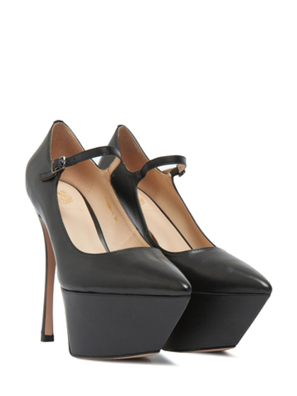 Женские кожаные туфли черные на платформе