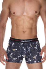 Темно-серые мужские трусы-боксеры с принтом в виде скелетов (Размер: S) (Цвет: темно-серый)