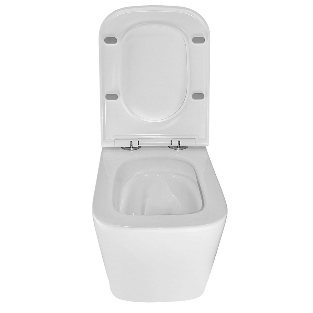 Унитаз подвесной Azario Cascad 525x345x360 безободковый, система смыва "Скрытое Торнадо", в комплекте с быстросъемным сиденьем микролифт (AZ-2303A)