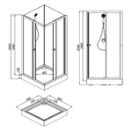 Душевая кабина Loranto NEO 90x90x(190+15) c низким поддоном 15см, прозрачное закаленное стекло 5 мм,задние стеклянные стенки белые, профиль черный-матовый (CS-21801)