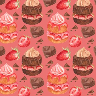 Клубника и шоколад (на розовом) / Strawberry and chocolate (on light red)