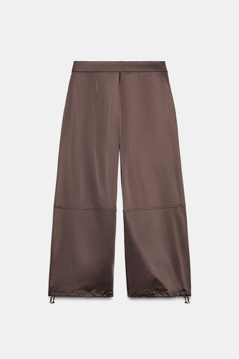 ZARA ШИРОКИЕ БРЮКИ ИЗ АТЛАСА, КОРИЧНЕВЫЙ