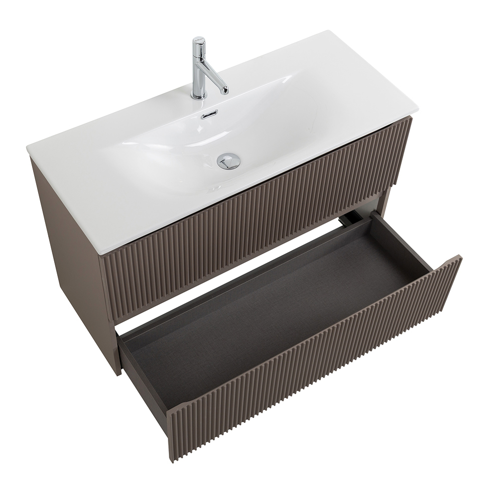 Тумба с раковиной подвесная BelBagno UNO-MINI-1000-2C-SO-СO Бежевый матовый, раковина белая BB-8099-3-100