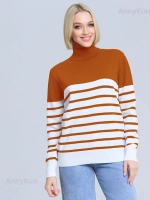 Свитер женский в полоску с горлом