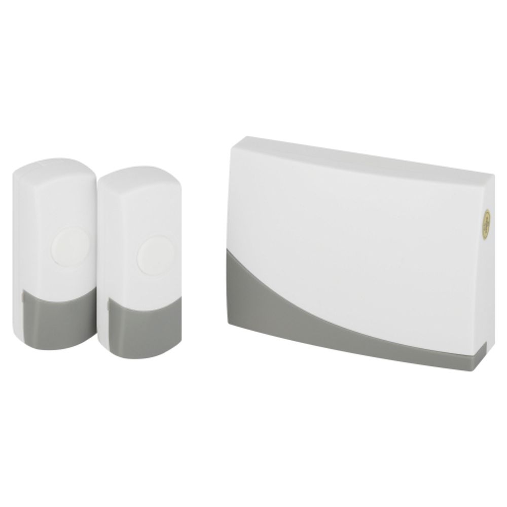 Звонок дверной ЭРА C91-2 беспроводной две кнопки белый с серым 2 мелодии | Электрозвонки беспроводные