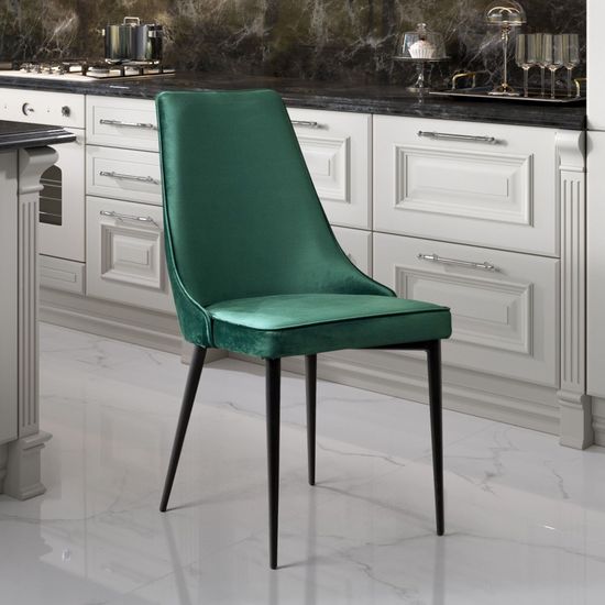 Стул Oliver, бархат зелёный 19/ чёрный конус